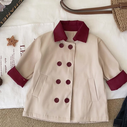 Spring Arrival Baby Kids Girls Color Patchwork Long Sleeves Turn-down Collar Coat, MyKids-USA®, Baby & Toddler Coats & Jackets, MyKids-USA -  -  -  -  -  -  - .