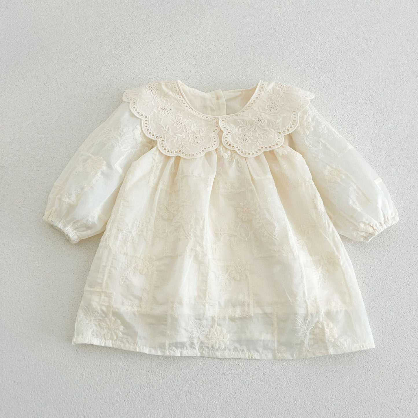 MyKids-USA® Autumn Flowers Embroidered Solid Color Baby Kids Girls Princess Dress