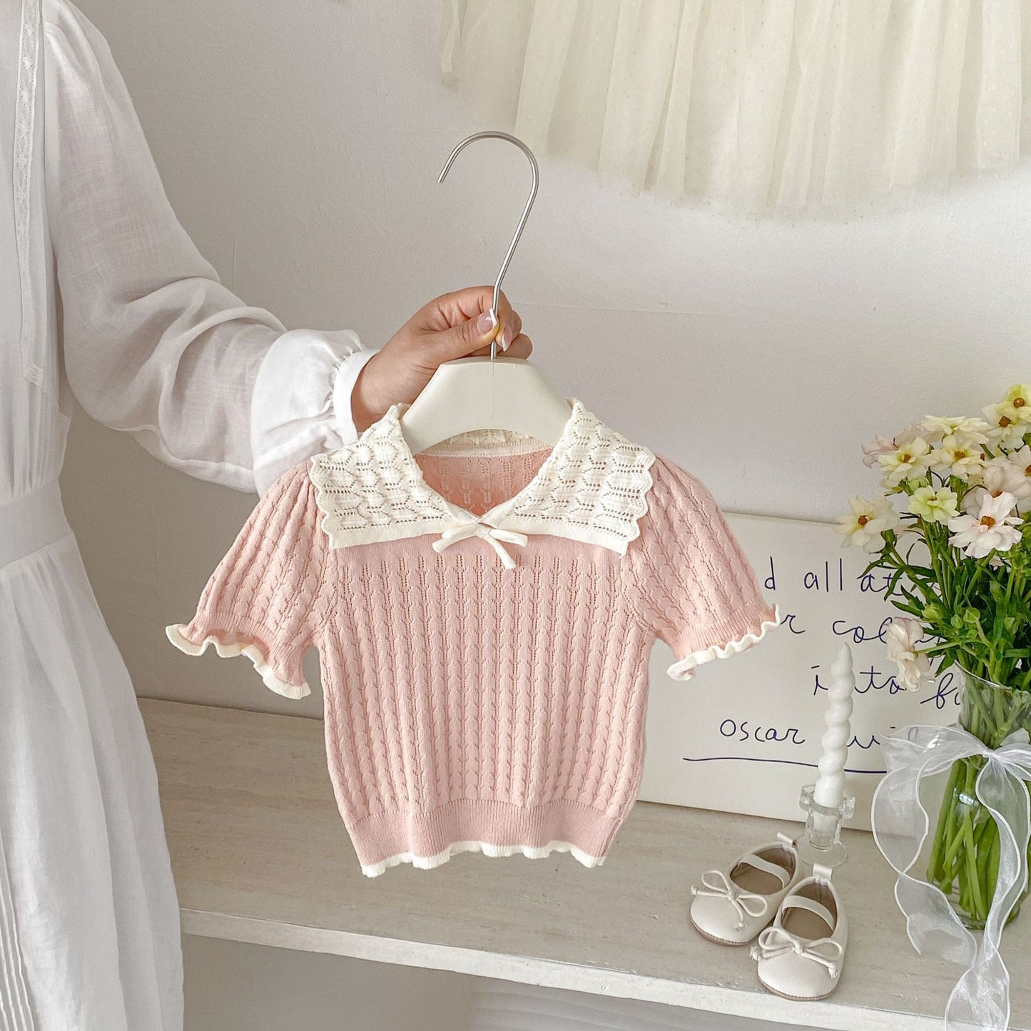 Arrival Summer Baby Kids Girls Hollow-Out Pattern Color Patchwork Top, MyKids-USA®, Baby & Children's Tops, MyKids-USA - Size/Age - 73 (6-9M) - Color - Pink -  -  - TR2604262333-B.