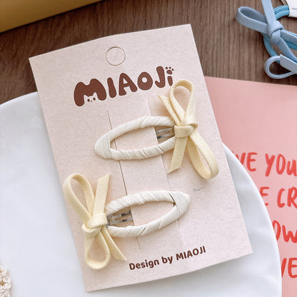 Collection of 2 Butterfly-bow Decorated Hair Clips and Hair Ties, MyKids-USA®, Hair Pins, Claws & Clips, MyKids-USA - Size/Age - Average Size (0-12Y） - Color - Light Yellow -  -  - TR2601061130-E.