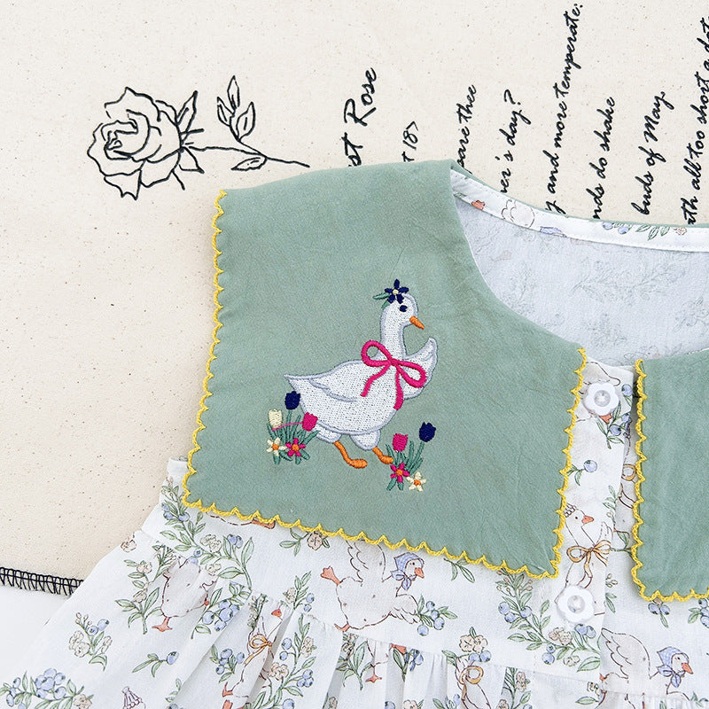 Summer Baby Kids Girls Sleeveless Flowers and Animals Pattern Embroidered Dress, MyKids-USA®, Baby & Toddler Dresses, MyKids-USA -  -  -  -  -  -  - 