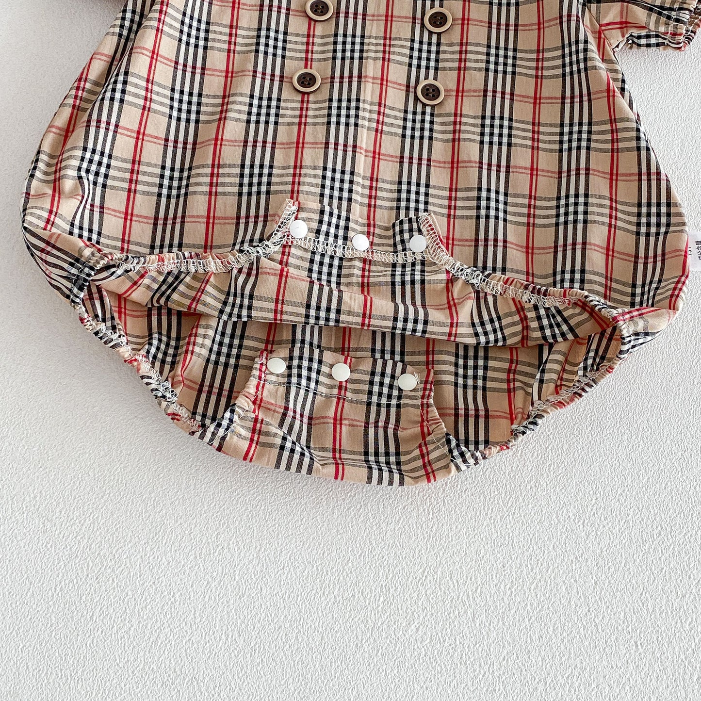 Design Summer Baby Kids Girls Short Sleeves Plaid Pattern Bodysuit