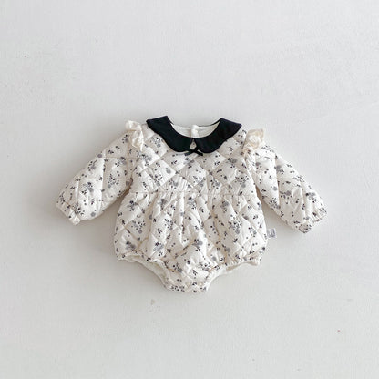 Winter Arrival Baby Girls Long Sleeves Floral Pattern Fleece-Lined Bodysuit, MyKids-USA®, Bodysuits, MyKids-USA - Size/Age - 66 (3-6M) - Color - Beige -  -  - TR2512132134-A.