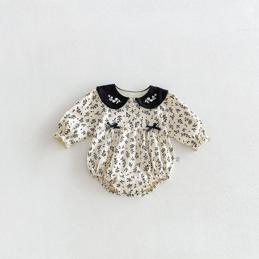 MyKids-USA® Baby Girls Long Sleeves Cute Color Patchwork Floral Bodysuit