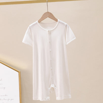 Summer Arrival Baby Short Sleeves Solid Color Single Breasted Rompers Bodysuits, MyKids-USA®, Baby & Children's One-Pieces, MyKids-USA - Size/Age - 66 (3-6M) - Color - White -  -  - TR2605182209-C.