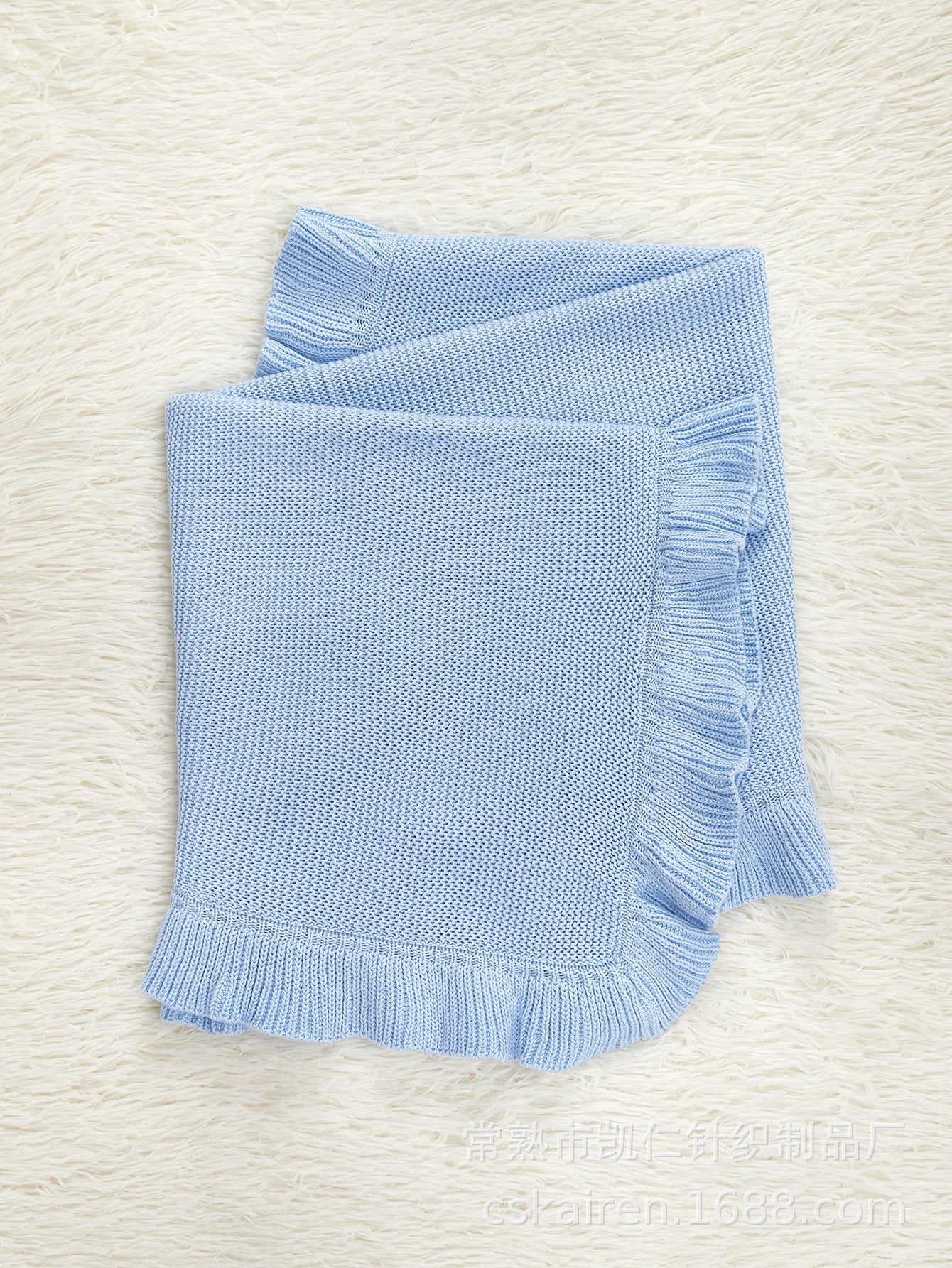 New Arrival Knitted Baby Blanket With Ruffle Trim Design: New Solid Color Pure Cotton Collection For All Seasons