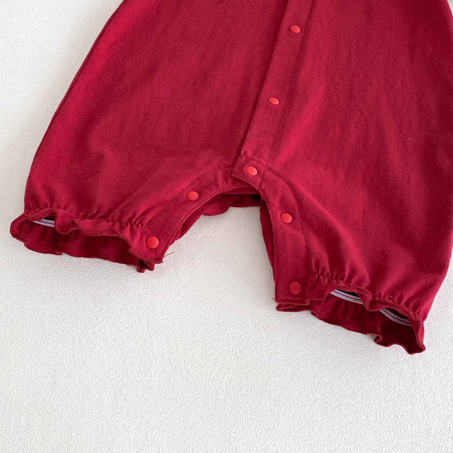 Summer Arrival Baby Girls Cute Single Breasted Rompers with Knitted Collar, MyKids-USA®, Baby One-Pieces, MyKids-USA -  -  -  -  -  -  - 