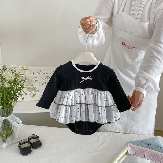 MyKids-USA® Baby Girls Long Sleeves Cute Color Patchwork Bodysuit