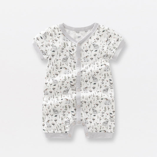 Summer Arrival Baby Short Sleeves Floral and Animals Pattern Rompers Bodysuits, MyKids-USA®, Baby & Children's One-Pieces, MyKids-USA - Size/Age - 59 (0-3M) - Color - Grey -  -  - TR2605182149-A.