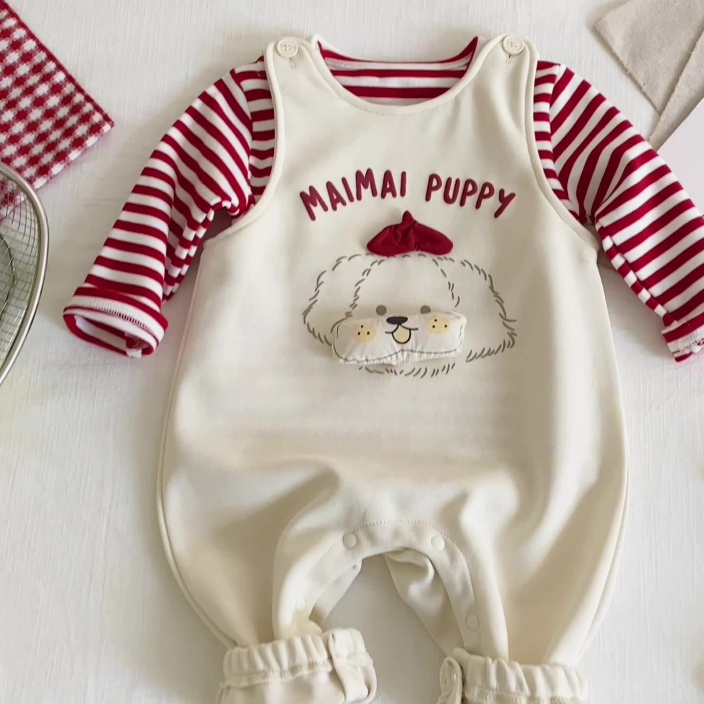 Spring and Autumn Baby Kids Unisex Long Sleeves Striped Top and Cartoon Sleeveless Overalls Clothing Set, MyKids-USA®, Baby & Toddler Outfits, MyKids-USA -  -  -  -  -  -  - .