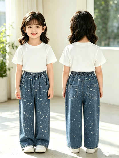 MyKids-USA® Arrival Autumn Girls Hearts Pattern Jeans