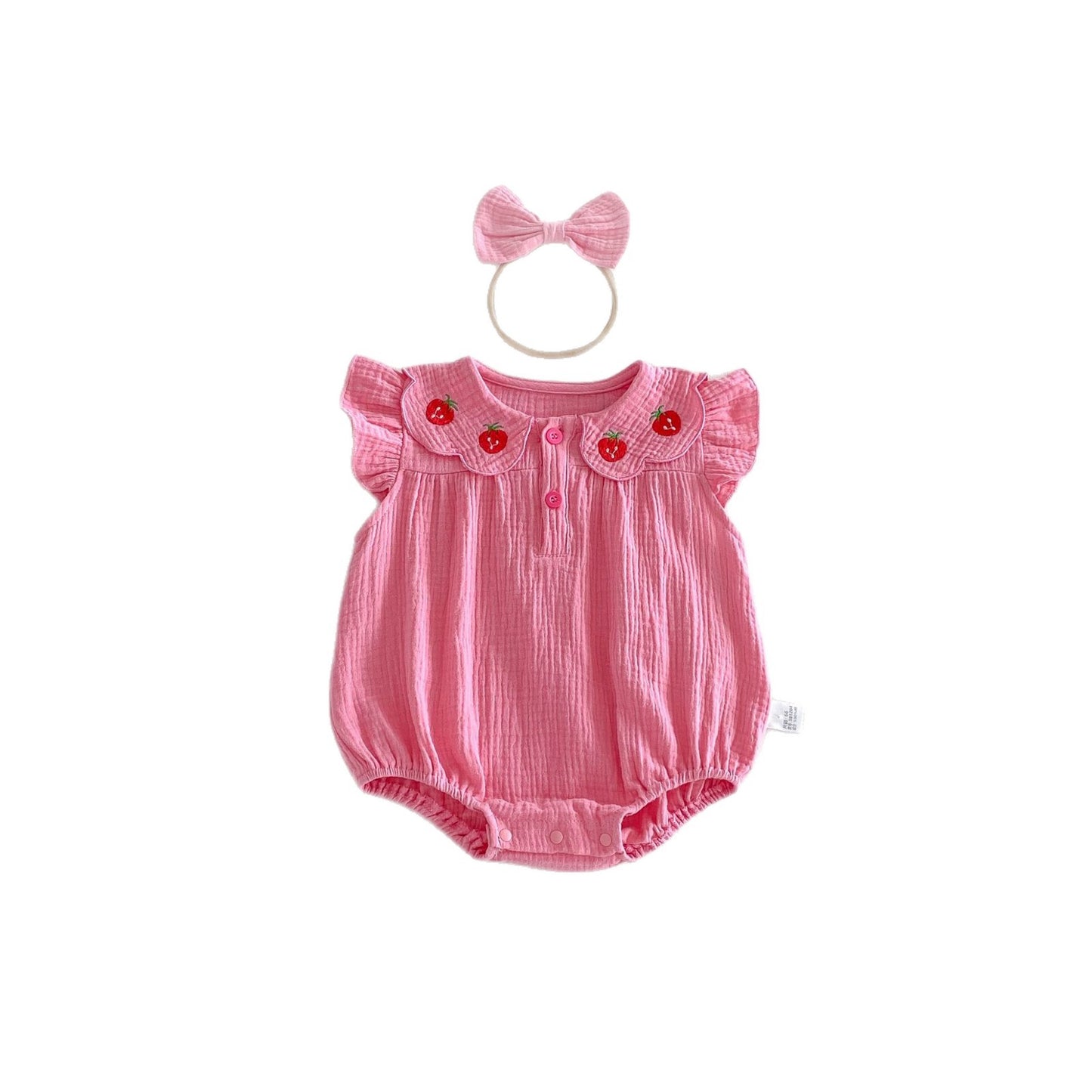 Summer Arrival Baby Girls Fly Sleeves Strawberry Embroidered Pattern Bodysuit, MyKids-USA®, Baby & Children's One-Pieces, MyKids-USA -  -  -  -  -  -  - .