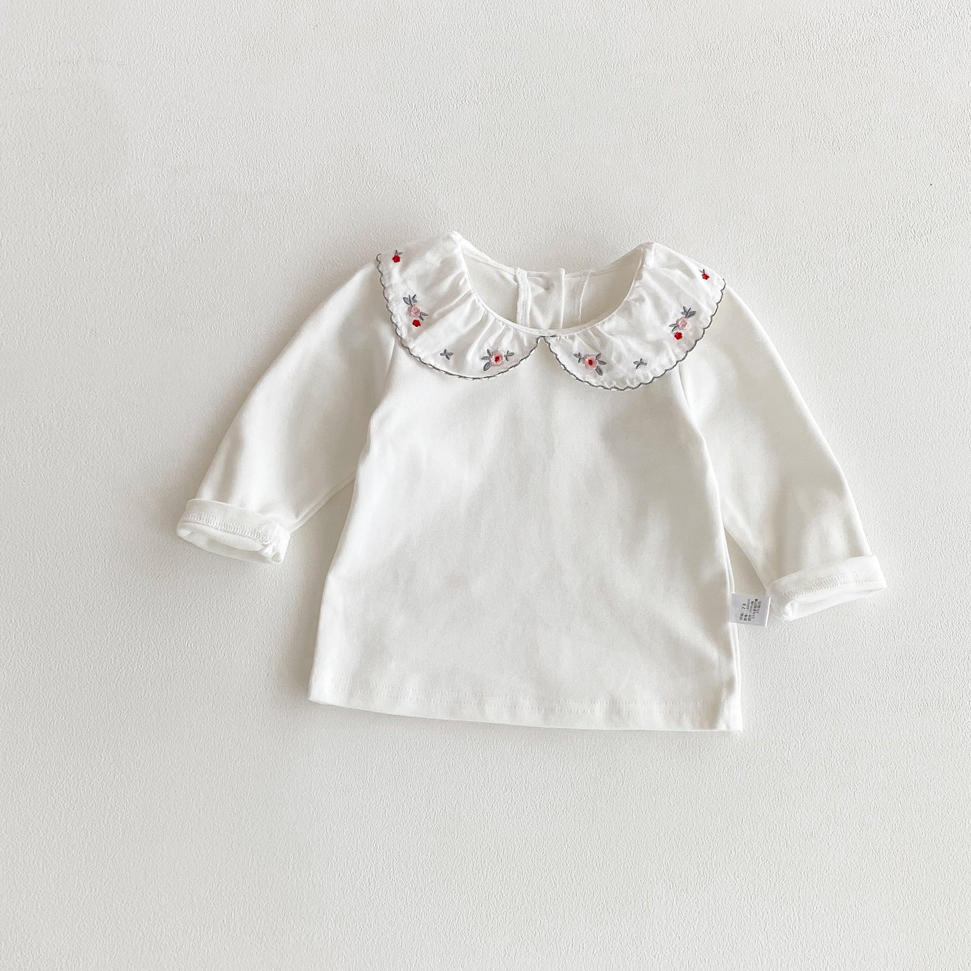 Autumn Arrival Baby Girls Flowers Embroidered Pattern Long Sleeves Top with Collar, MyKids-USA®, Baby & Toddler Tops, MyKids-USA - Size/Age - 73 (6-9M) - Color - Beige -  -  - TR2509172337-A