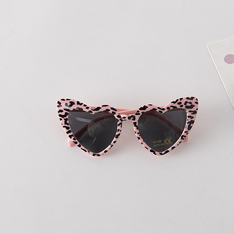 Leopard Print Pattern Heart Shape Fashion Sunglasses