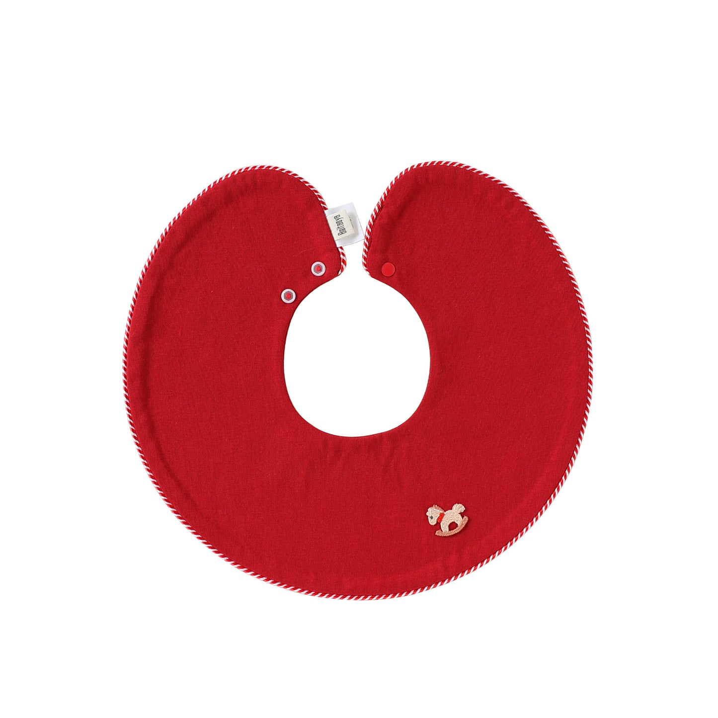 Adorable Simple Pattern Cotton Snap-on Round Shaped Bib, MyKids-USA®, Bibs, MyKids-USA - Size/Age - S (0-1Y) - Color - Red -  -  - TR2512270950-H.