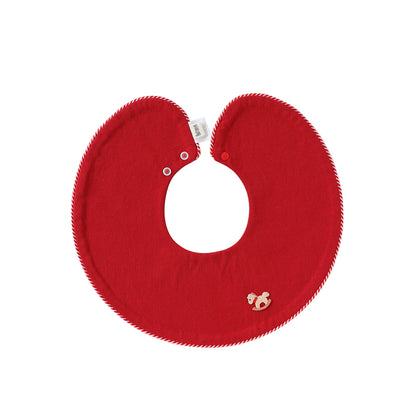 Adorable Simple Pattern Cotton Snap-on Round Shaped Bib, MyKids-USA®, Bibs, MyKids-USA - Size/Age - S (0-1Y) - Color - Red -  -  - TR2512270950-H.