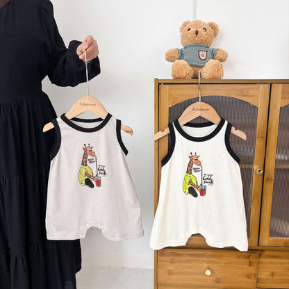 Summer Arrival Baby Unisex Giraffe Cartoon Pattern Sleeveless Crew Neck Rompers, MyKids-USA®, Baby One-Pieces, MyKids-USA -  -  -  -  -  -  - 