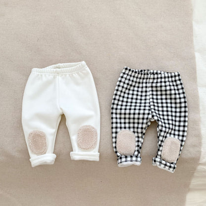 Baby Boy And Girl Two Kinds High Waist Thickened Long Pants In Winter