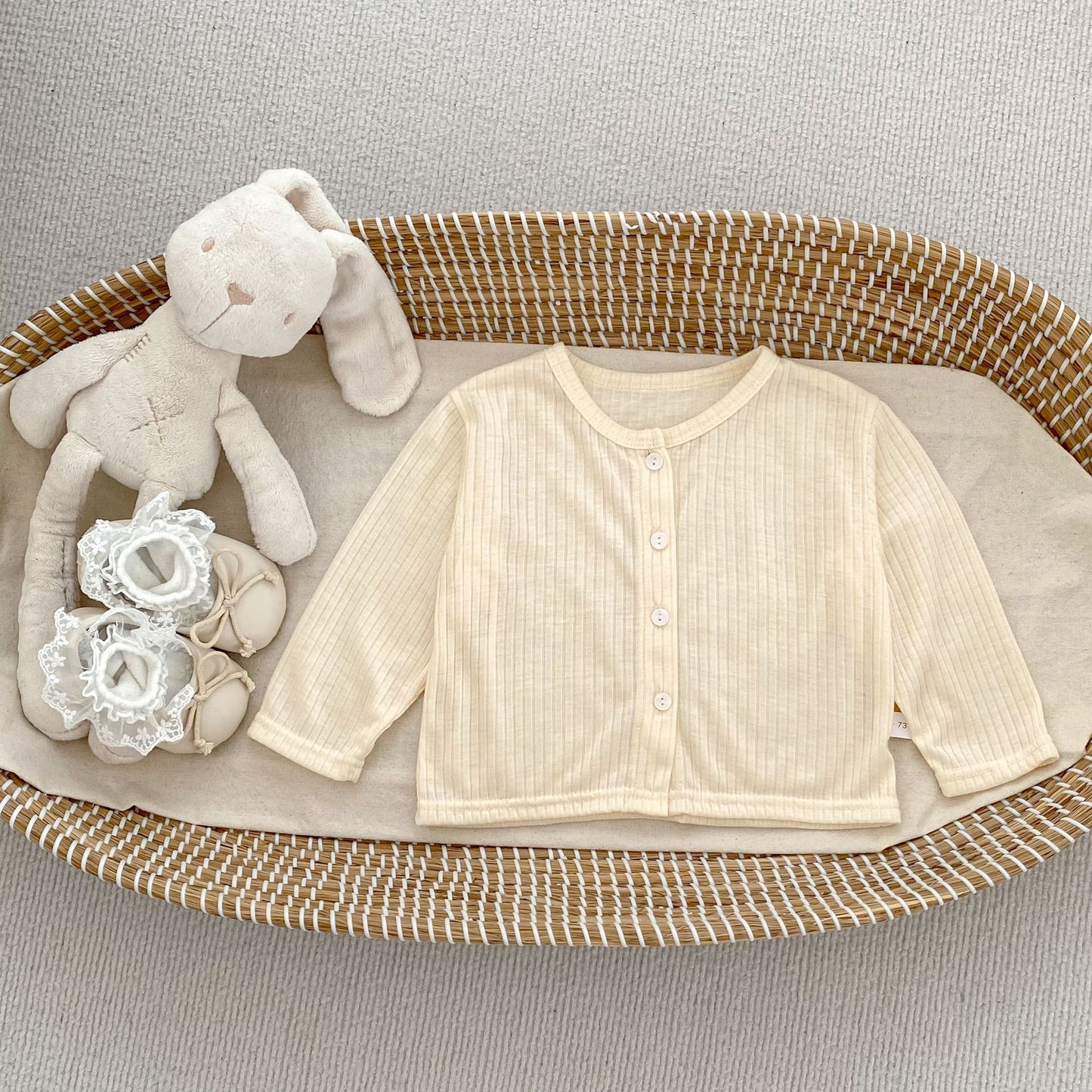 Summer Arrival Baby Girls Simple Long Sleeves Thin Knitted Top, MyKids-USA®, Baby & Toddler Tops, MyKids-USA - Size/Age - 73 (6-9M) - Color - Beige -  -  - TR2505152211-A