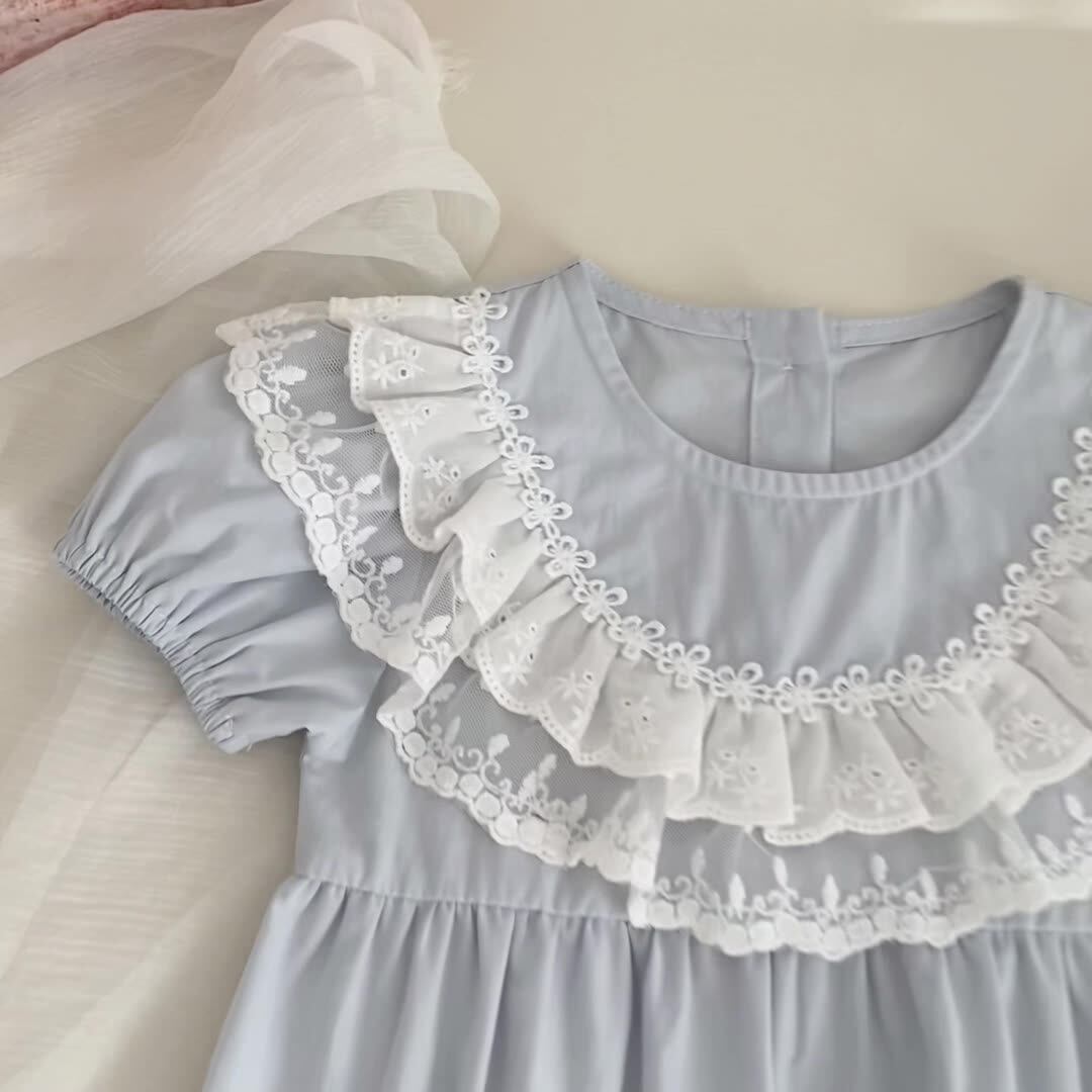 Summer Arrival Baby Girls Short Sleeves Lace Trim Crew Neck Bodysuit, MyKids-USA®, Bodysuits, MyKids-USA -  -  -  -  -  -  - .