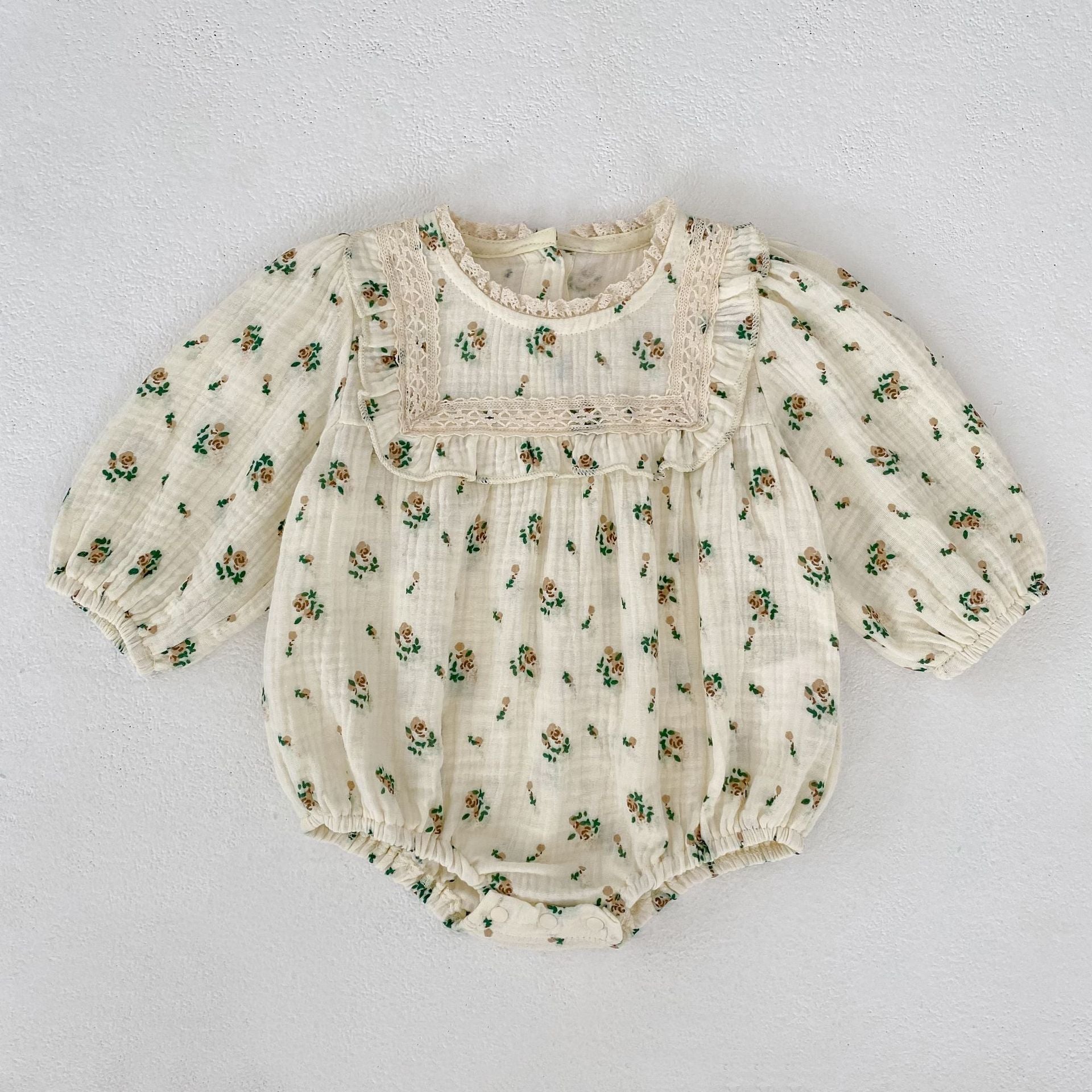 Autumn Arrival Baby Girls French-style Floral Long-sleeved Onesies and Dress – Princess Sister Matching Set, MyKids-USA®, Baby & Toddler Dresses, MyKids-USA - Size/Age - 66 (3-6M) - Color - Apricot -  -  - TR2509272326-A