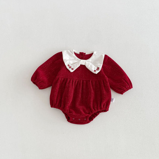 MyKids-USA® Autumn Arrival Baby Girls Long Sleeves Cute Fruits Embroidered Pattern Color Patchwork Bodysuit
