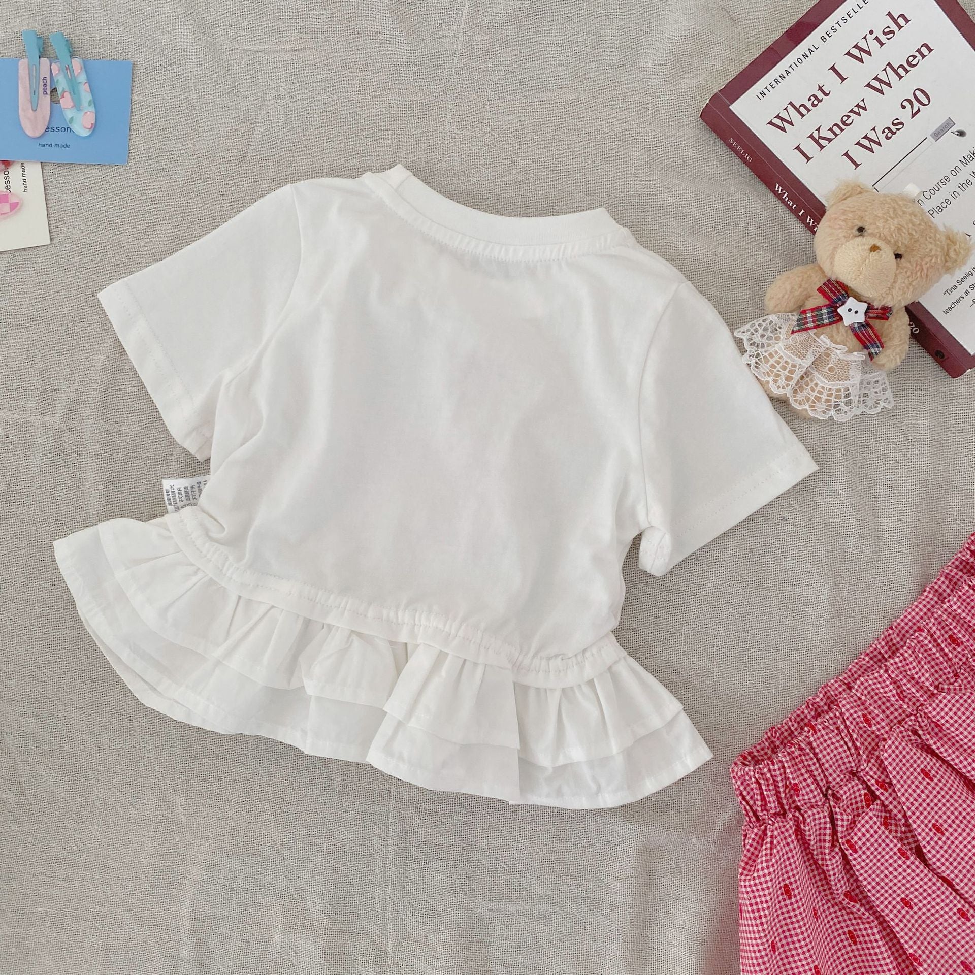 Summer Arrival Baby Girls Short Sleeves Cartoon and Letters Pattern Top and Plaid Shorts Clothing Set, MyKids-USA®, Baby & Children's Outfits, MyKids-USA -  -  -  -  -  -  - .