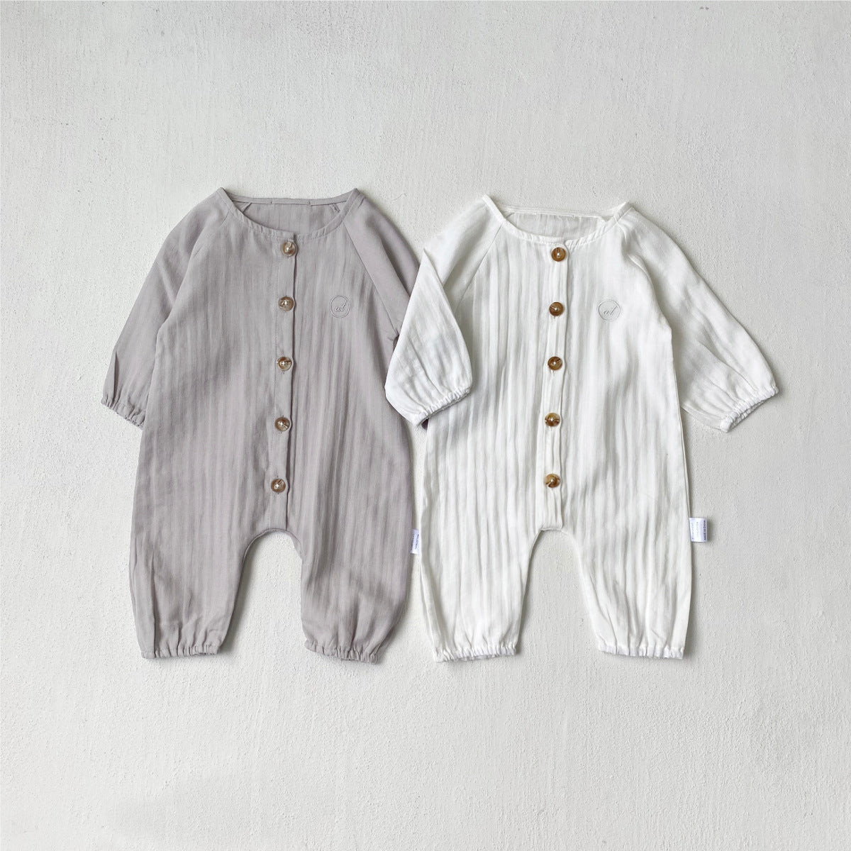 MyKids-USA® Autumn Arrival Baby Kids Long Sleeves Letters Embroidered Solid Color Rompers