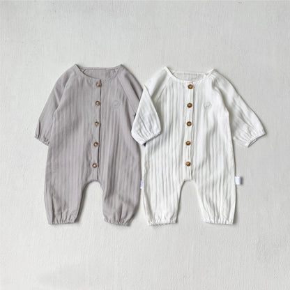 MyKids-USA® Autumn Arrival Baby Kids Long Sleeves Letters Embroidered Solid Color Rompers