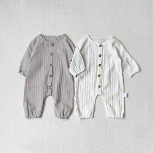 MyKids-USA® Autumn Arrival Baby Kids Long Sleeves Letters Embroidered Solid Color Rompers