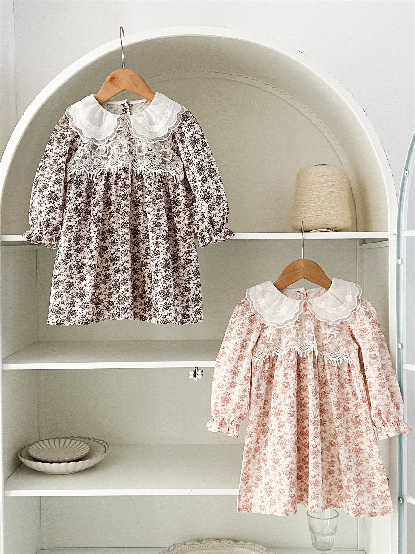 Spring and Autumn Floral Printed and Embroidered Long-sleeved Dress with Lace Collar for Stylish Girls, MyKids-USA®, Baby & Toddler Dresses, MyKids-USA -  -  -  -  -  -  - 