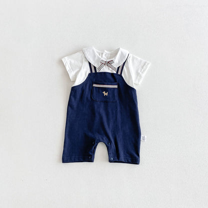 Summer Arrival Baby Boys Short Sleeves Color Patchwork Rompers Bodysuits, MyKids-USA®, Baby & Children's One-Pieces, MyKids-USA - Size/Age - 66 (3-6M) - Color - Blue -  -  - TR2605022234-A.