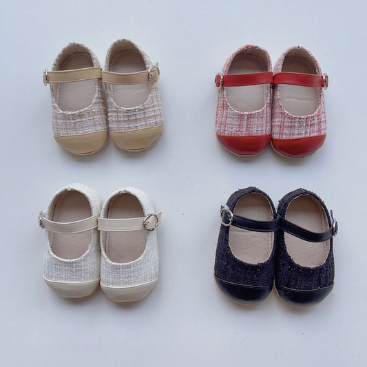 Spring Baby Girl Color Patchwork Cloth Toddler Soft-Sole Anti-Slip Walking Shoes