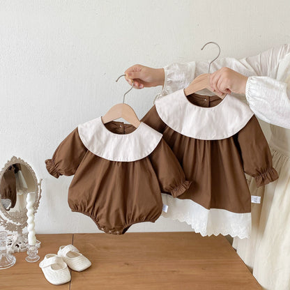 Autumn Baby Kids Girls Color Patchwork Long-sleeved Onesies and Dress – Princess Sister Matching Set, MyKids-USA®, Baby & Toddler Dresses, MyKids-USA -  -  -  -  -  -  - 