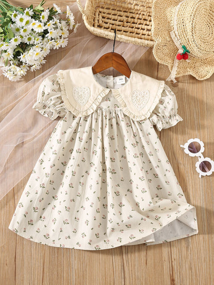 MyKids-USA® Summer Arrival Flowers Pattern Short Sleeves Dress for Stylish Girls
