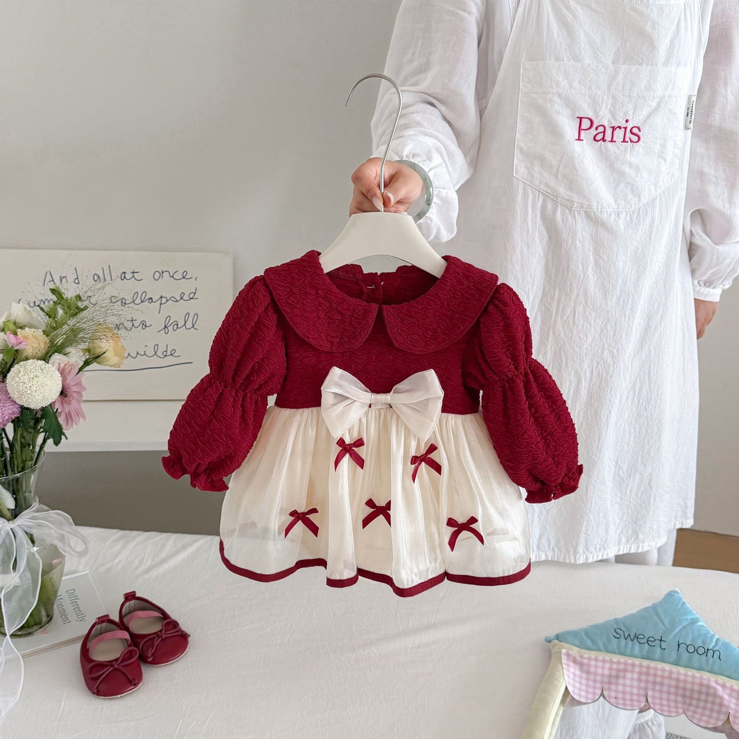 MyKids-USA® Autumn Arrival Baby Girls Long Sleeves Cute Color Patchwork Bodysuit Dress