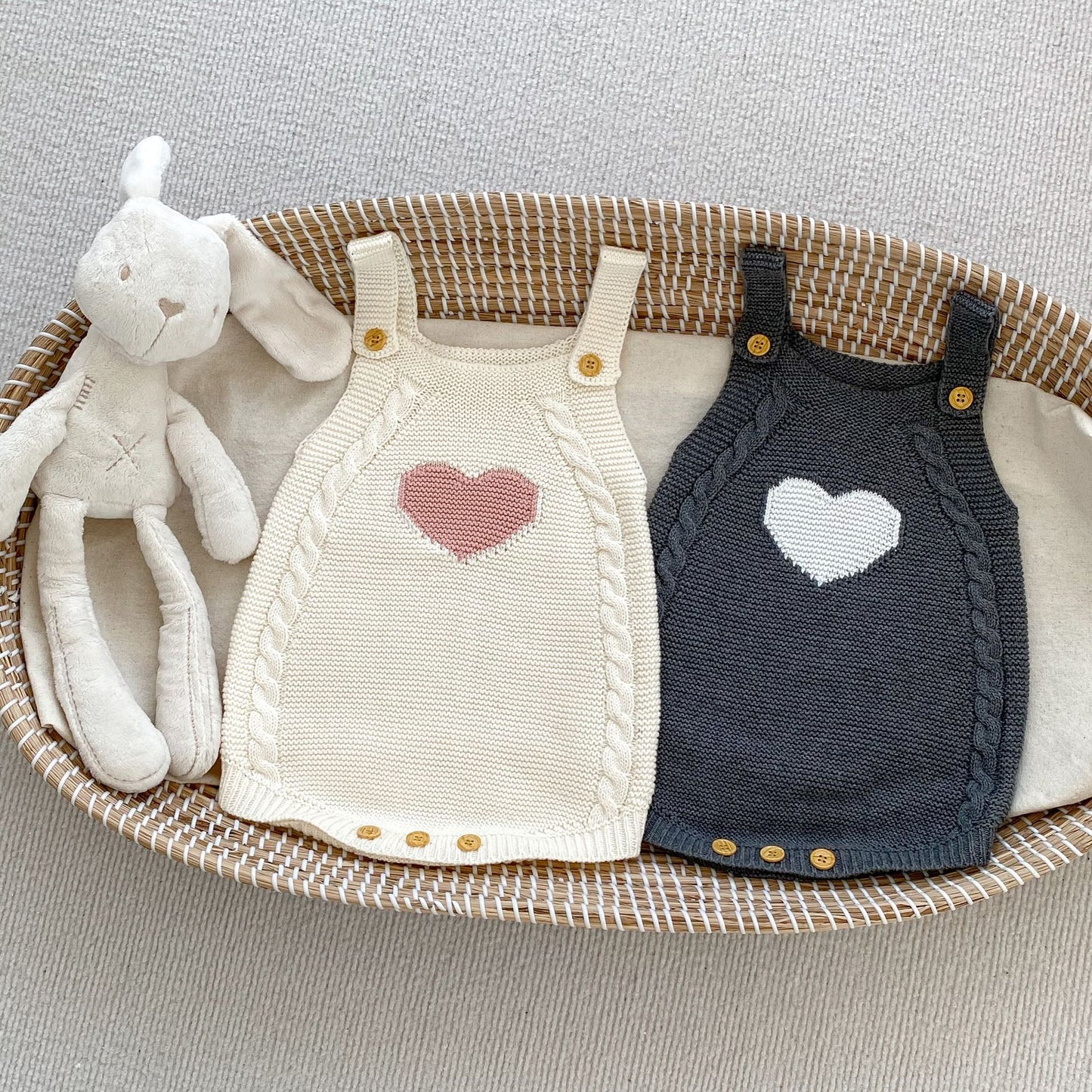 Baby Girl New Autumn Heart Front Design Camisole Knitted Vest One Piece