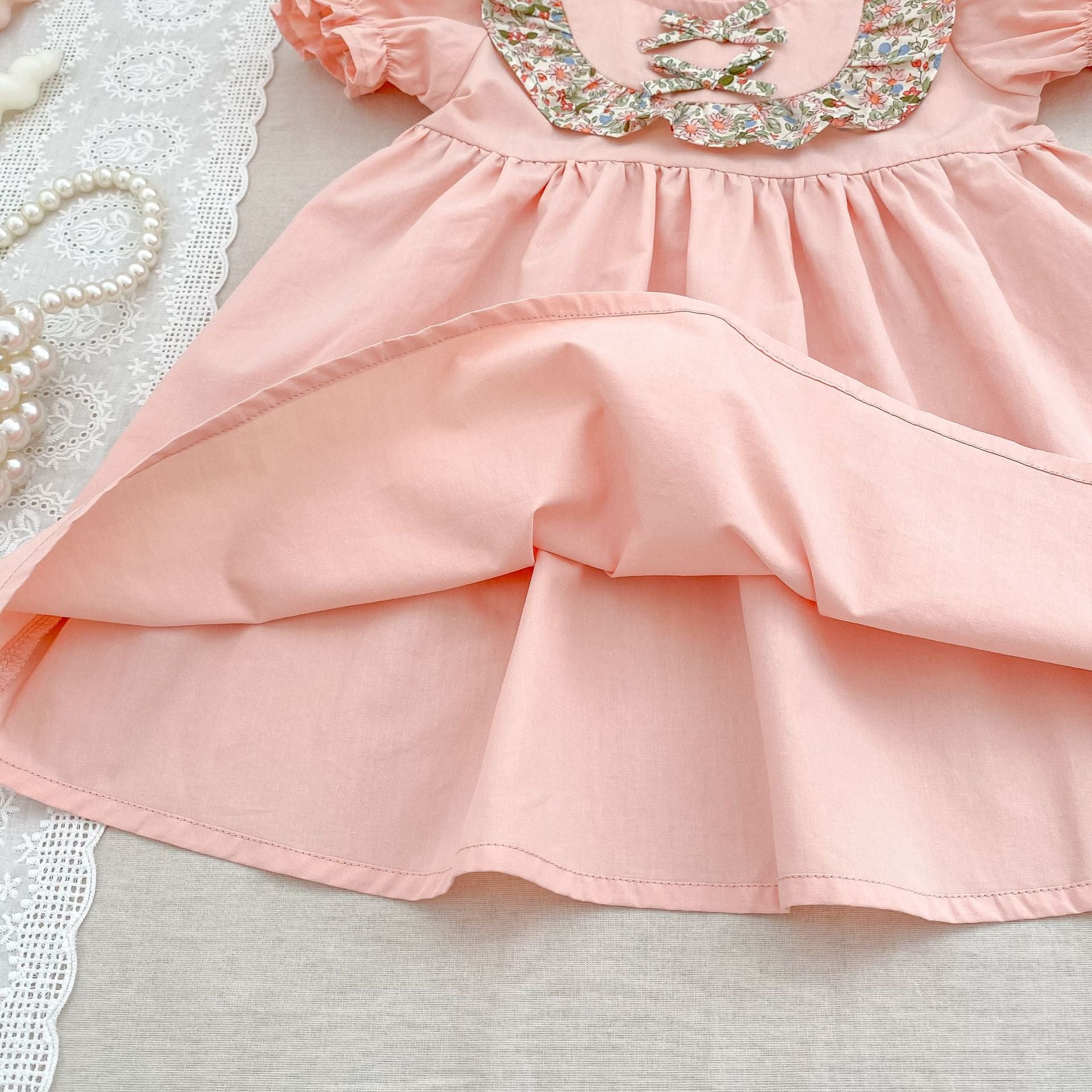 Summer Baby Girls French-style Flowers Pattern Short Sleeves Color Patchwork Onesies and Dress – Princess Sister Matching Set, MyKids-USA®, Baby & Toddler Dresses, MyKids-USA -  -  -  -  -  -  - 