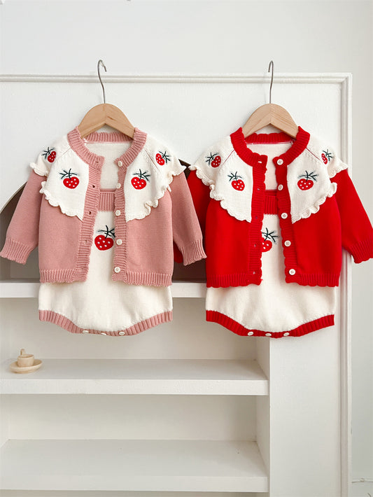 Arrival Autumn Baby Girls Long Sleeves Strawberry Embroidery Knitted Cardigan and Sleeveless Strap Bodysuits –  Clothing Set, MyKids-USA®, Baby & Toddler Outfits, MyKids-USA -  -  -  -  -  -  - 