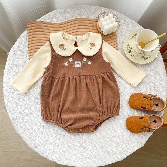 Spring and Autumn Baby Kids Girls Flowers Embroidered Pattern Long Sleeves Top and Sleeveless bodysuit Overalls Clothing Set, MyKids-USA®, Baby & Toddler Outfits, MyKids-USA -  -  -  -  -  -  - .