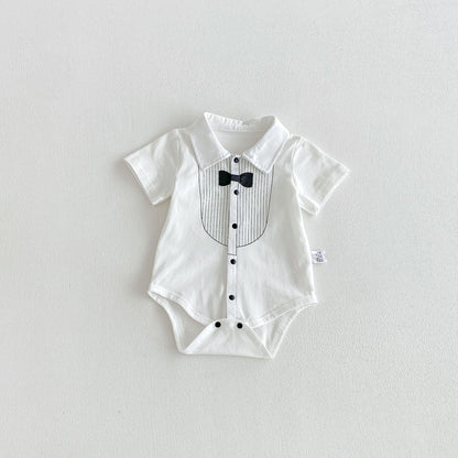 Summer Arrival Baby Boys Short Sleeves Turn-down Collar Striped Pattern Bodysuit, MyKids-USA®, Baby & Children's One-Pieces, MyKids-USA -  -  -  -  -  -  - .