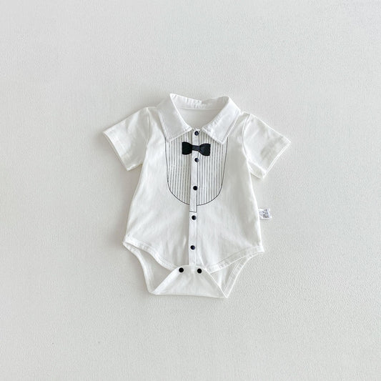 Summer Arrival Baby Boys Short Sleeves Turn-down Collar Striped Pattern Bodysuit, MyKids-USA®, Baby & Children's One-Pieces, MyKids-USA -  -  -  -  -  -  - .