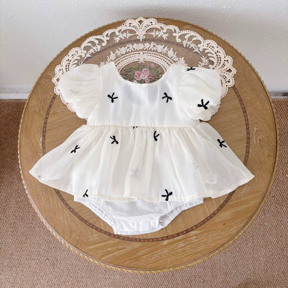 Summer Arrival Baby Girls Cute Butterfly-bows Pattern Short Sleeves Onesies, MyKids-USA®, Baby One-Pieces, MyKids-USA - Size/Age - 66 (3-6M) - Color - Beige -  -  - TR2505172136-A