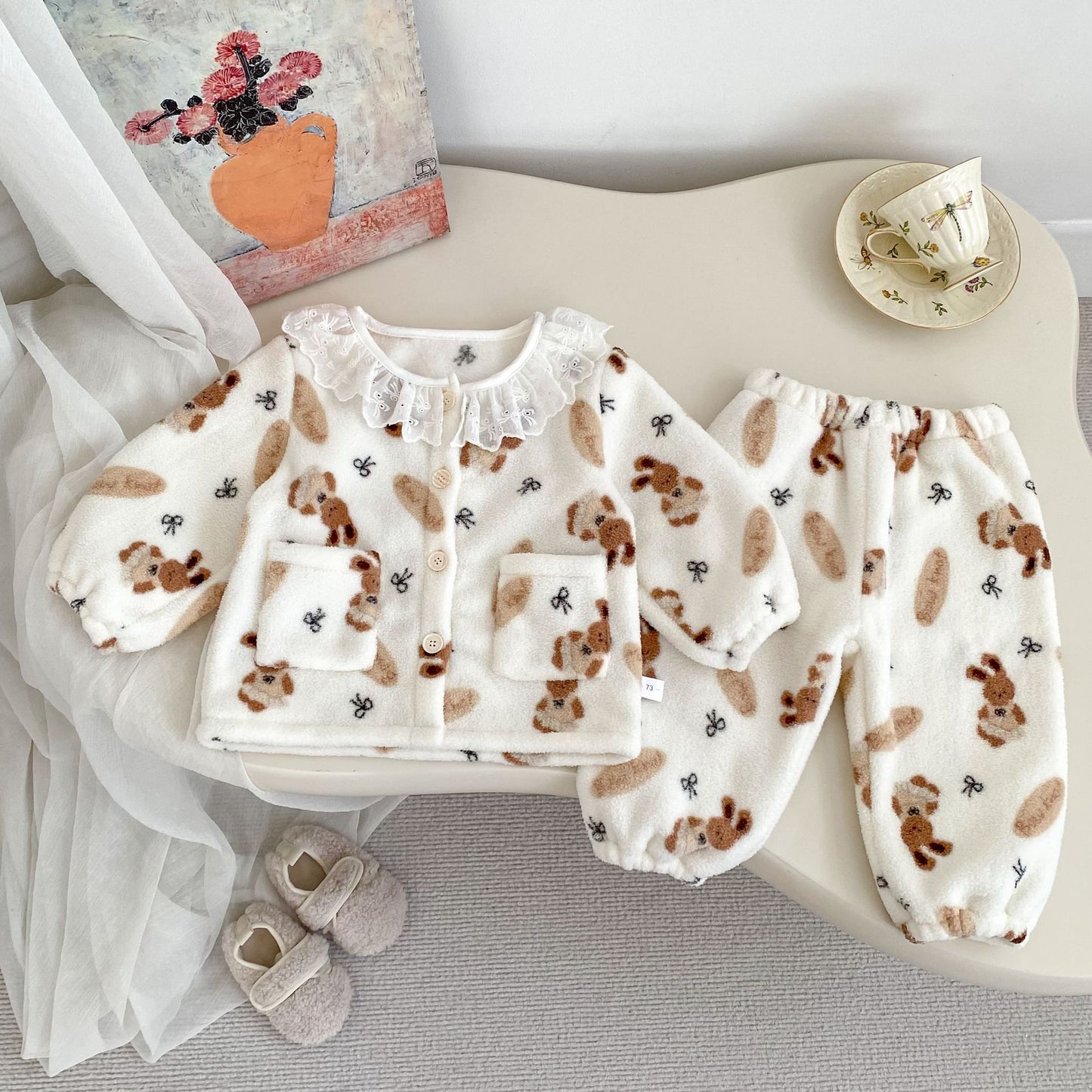 Winter and Autumn Baby Kids Girls Long Sleeves Cartoon and Cherry Pattern Top and Pants Pajamas Clothing Set, MyKids-USA®, Pajamas, MyKids-USA - Size/Age - 73 (6-9M) - Color - Brown -  -  - TR2511291805-B