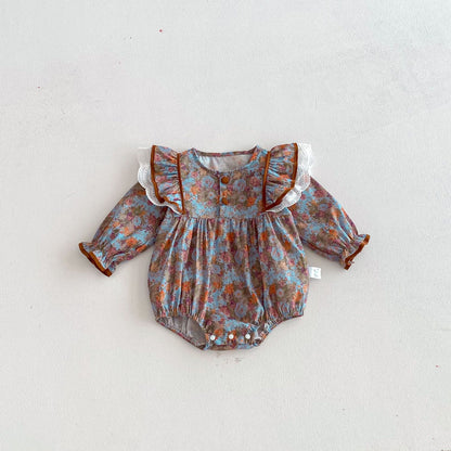 Spring and Autumn Arrival Baby Girls Long Sleeves Vintage Floral Bodysuit