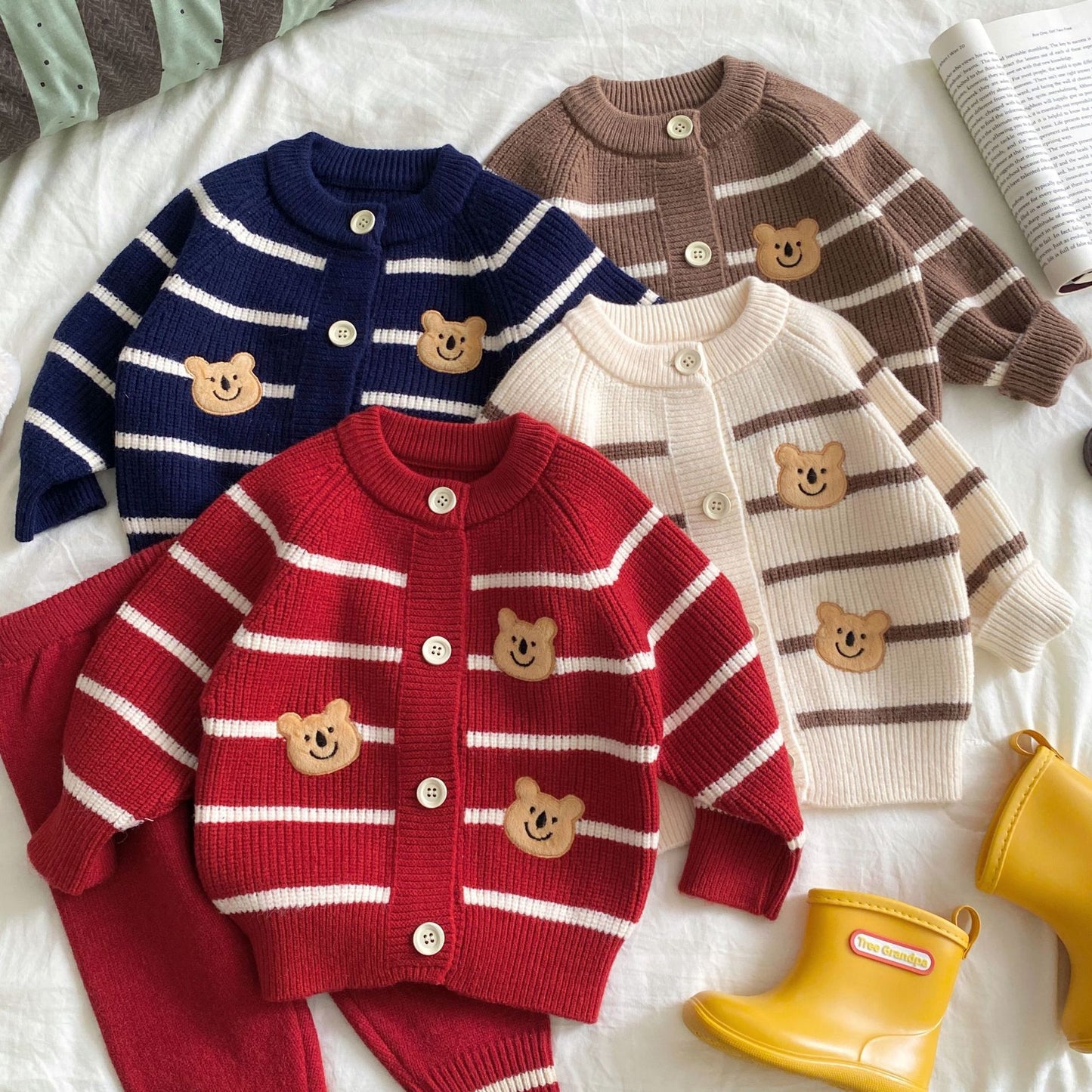 Autumn and Winter Arrival Baby Kids Unisex Teddy Bears Pattern Long Sleeves Casual Cardigan, MyKids-USA®, Cardigans, MyKids-USA -  -  -  -  -  -  - 