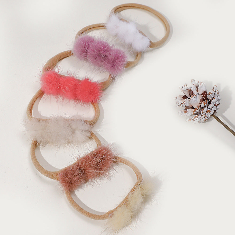Soft and Comfortable Mink Baby Elastic Hairband with Pom Pom, MyKids-USA®, Hair Pins, Claws & Clips, MyKids-USA -  -  -  -  -  -  - .