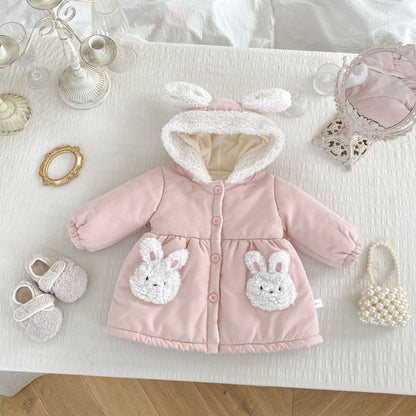 Winter Arrival Baby Kids Girls Rabbits Pattern Long Sleeves Fleece-Lined Coat, MyKids-USA®, Baby & Toddler Coats & Jackets, MyKids-USA - Size/Age - 73 (6-9M) - Color - Pink -  -  - TR2512011834-A