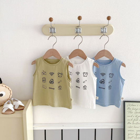 Simple Sleeveless Summer New Children’s Vest, Unisex Baby Cotton Blend Casual icons Pattern Top, MyKids-USA®, Baby & Toddler Tops, MyKids-USA -  -  -  -  -  -  - 