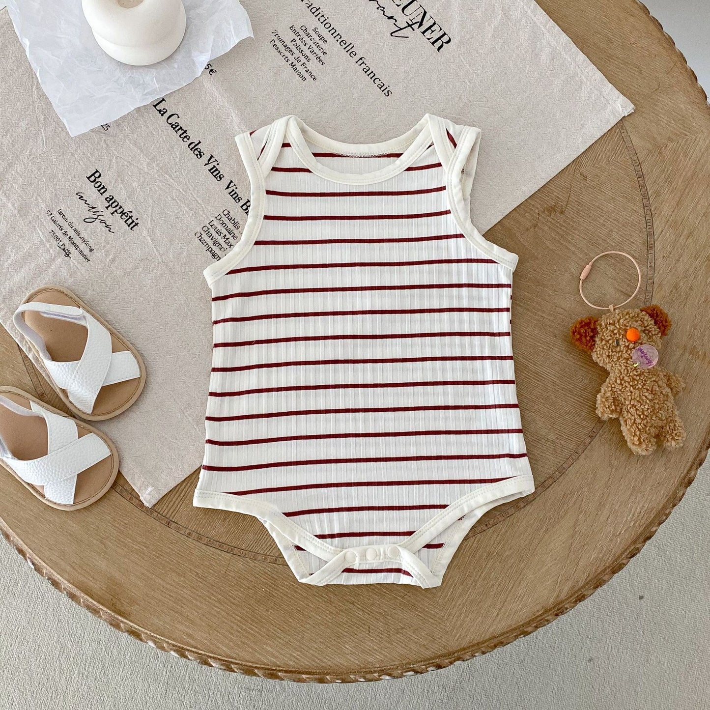 Hot Selling Summer Baby Kids Unisex Striped Pattern Sleeveless Onesies, MyKids-USA®, Baby One-Pieces, MyKids-USA - Size/Age - 66 (3-6M) - Color - Red -  -  - TR2505190950-B